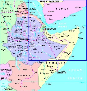 Administrativa mapa de Etiopia em frances