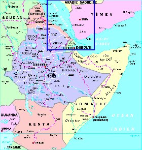 Administrativa mapa de Etiopia em frances