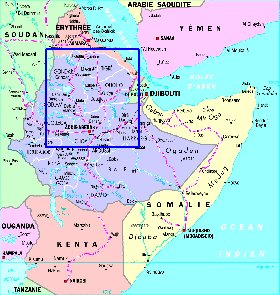 Administrativa mapa de Etiopia em frances