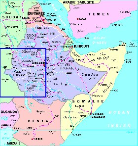 Administrativa mapa de Etiopia em frances