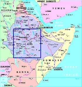 Administrativa mapa de Etiopia em frances