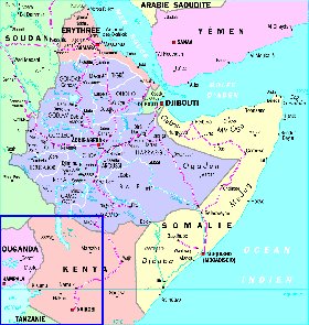 Administratives carte de Ethiopie