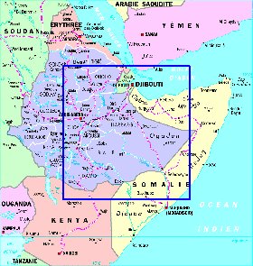 Administrativa mapa de Etiopia em frances