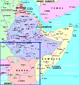 Administratives carte de Ethiopie