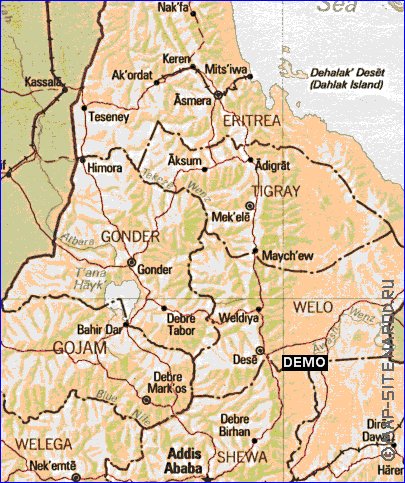 mapa de Etiopia