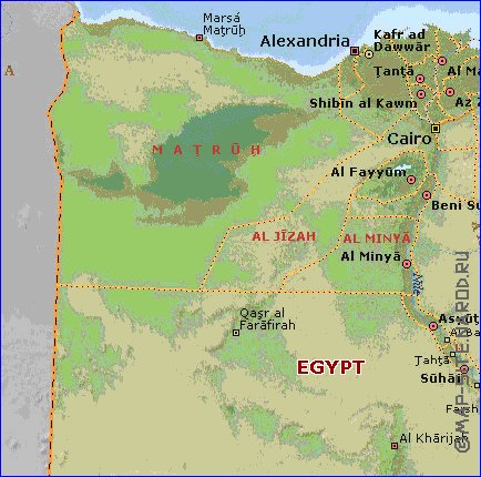 Administrativa mapa de Egipto em ingles