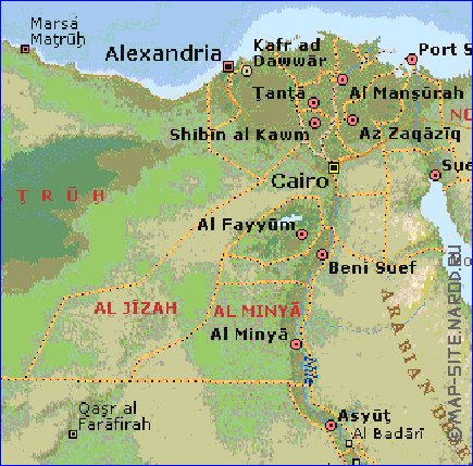 Administrativa mapa de Egipto em ingles