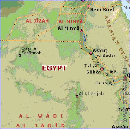 Administrativa mapa de Egipto em ingles