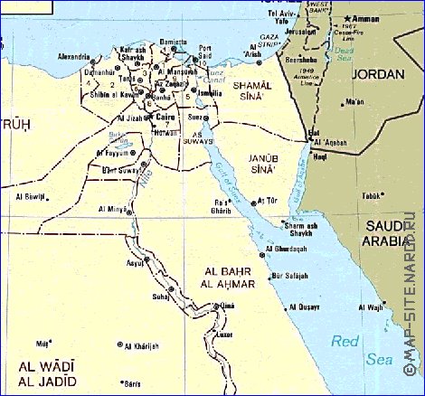 Administrativa mapa de Egipto