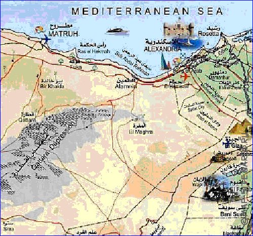 mapa de Egipto em arabe