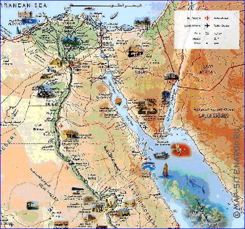 mapa de Egipto em arabe