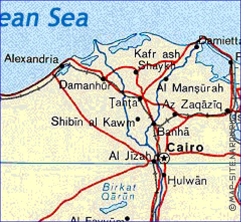 mapa de Egipto em ingles