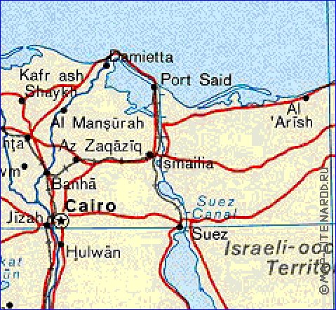 mapa de Egipto em ingles