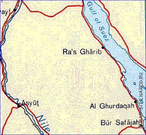 mapa de Egipto em ingles