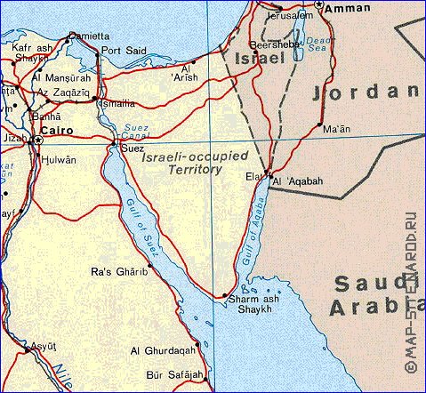 mapa de Egipto em ingles