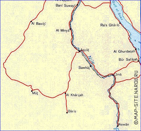 mapa de Egipto em ingles