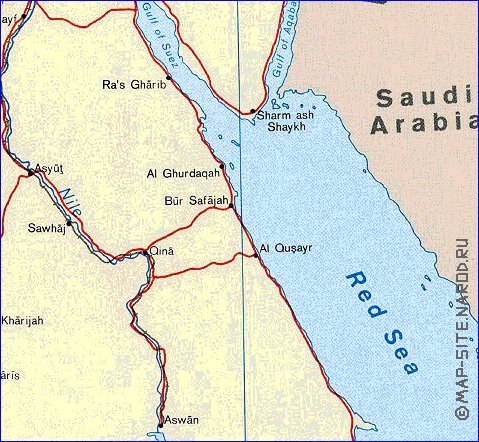 mapa de Egipto em ingles