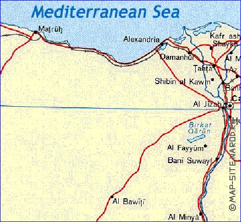 mapa de Egipto em ingles