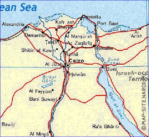 mapa de Egipto em ingles