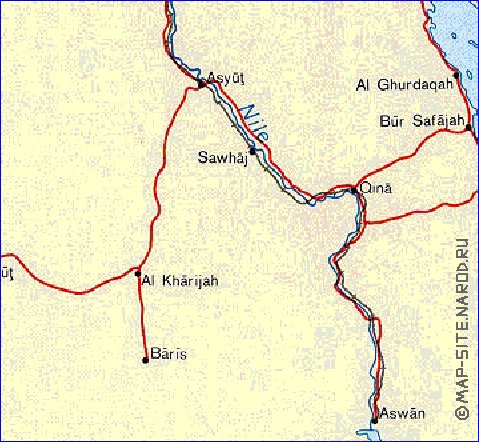 mapa de Egipto em ingles