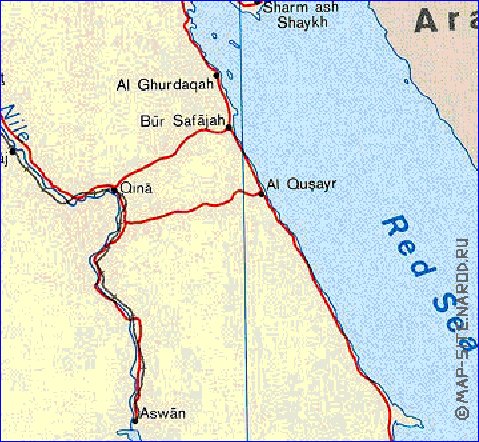 mapa de Egipto em ingles