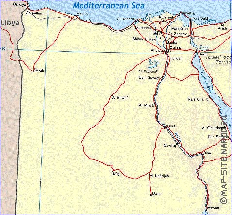 mapa de Egipto em ingles