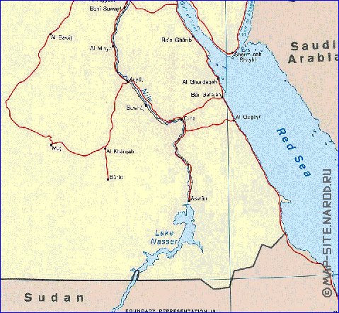 mapa de Egipto em ingles