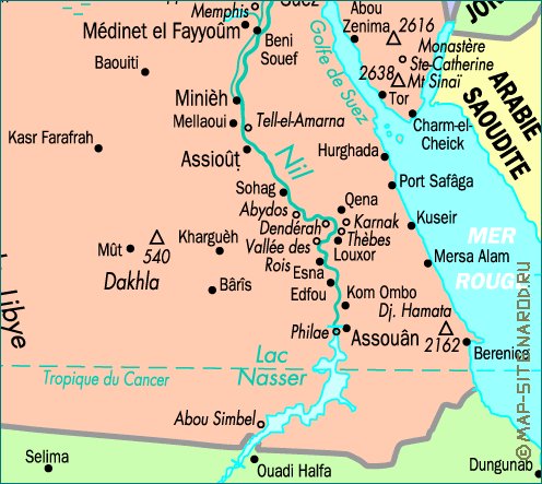 mapa de Egipto em frances