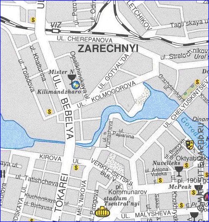 mapa de Ecaterimburgo em ingles