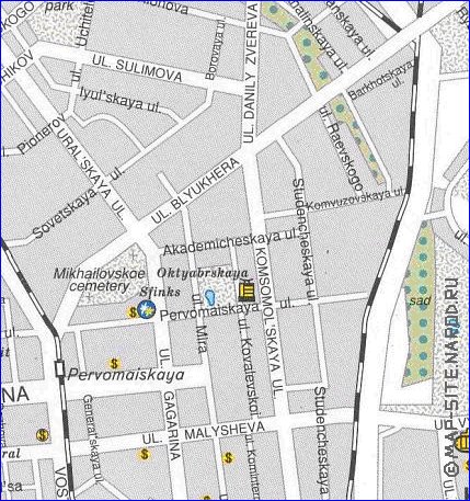 carte de Iekaterinbourg en anglais