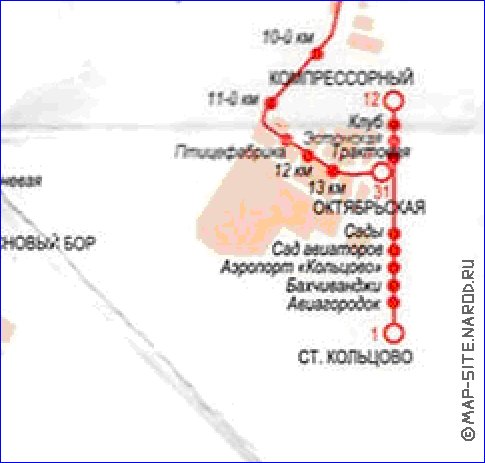 Transporte mapa de Ecaterimburgo