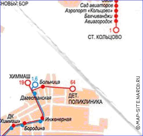 Transporte mapa de Ecaterimburgo