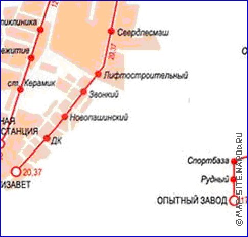 Transporte mapa de Ecaterimburgo