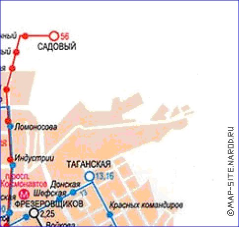 Transporte mapa de Ecaterimburgo