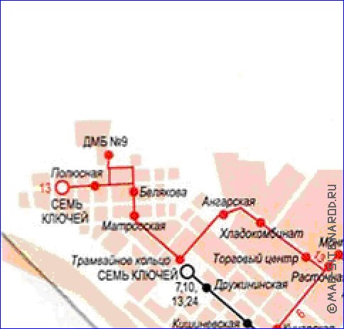 Transporte mapa de Ecaterimburgo