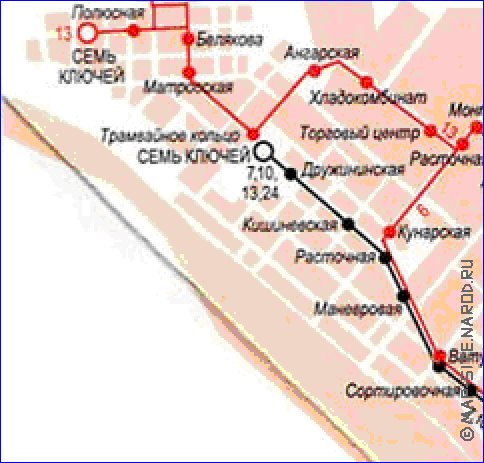 Transporte mapa de Ecaterimburgo