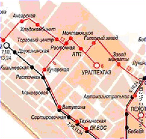 Transport carte de Iekaterinbourg