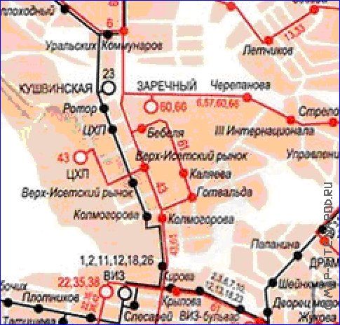 Transport carte de Iekaterinbourg