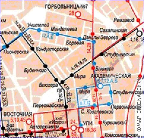 Transport carte de Iekaterinbourg