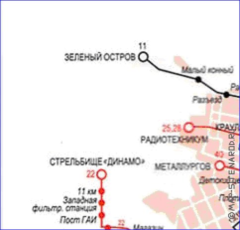 Transporte mapa de Ecaterimburgo