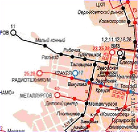 Transport carte de Iekaterinbourg