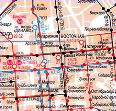 Transporte mapa de Ecaterimburgo