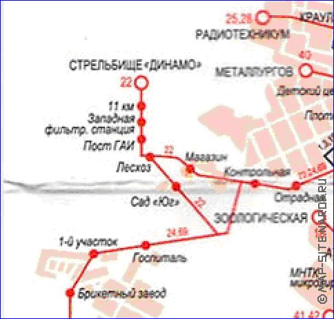 Transporte mapa de Ecaterimburgo