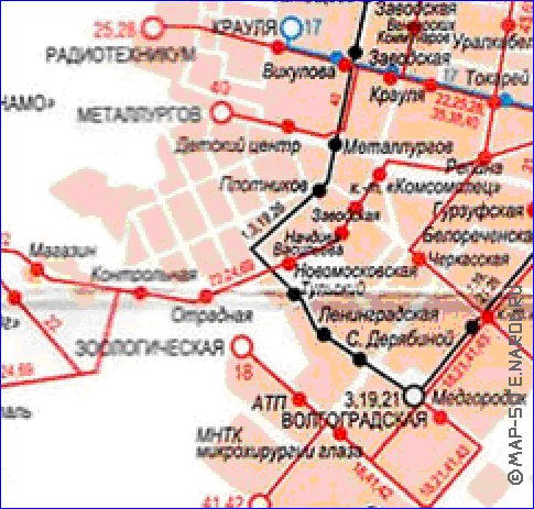 Transporte mapa de Ecaterimburgo