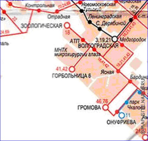 Transporte mapa de Ecaterimburgo