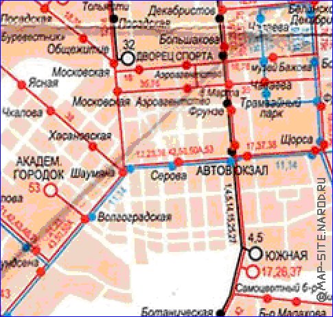 Transporte mapa de Ecaterimburgo