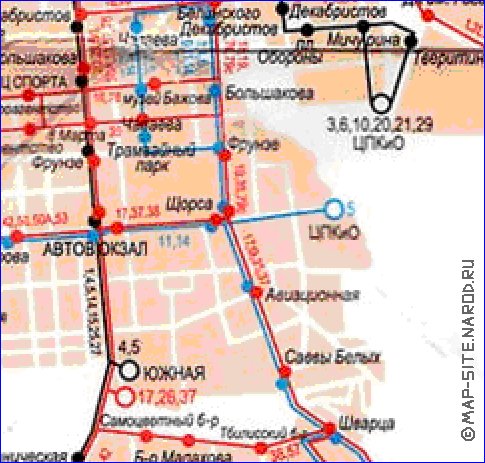 Transporte mapa de Ecaterimburgo