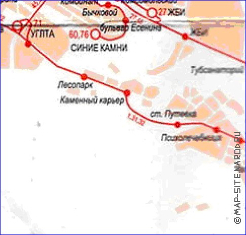 Transporte mapa de Ecaterimburgo