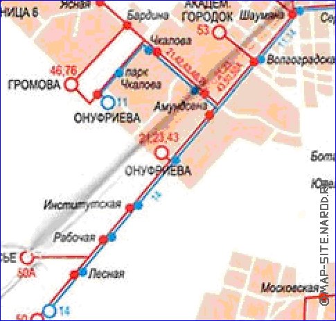 Transporte mapa de Ecaterimburgo