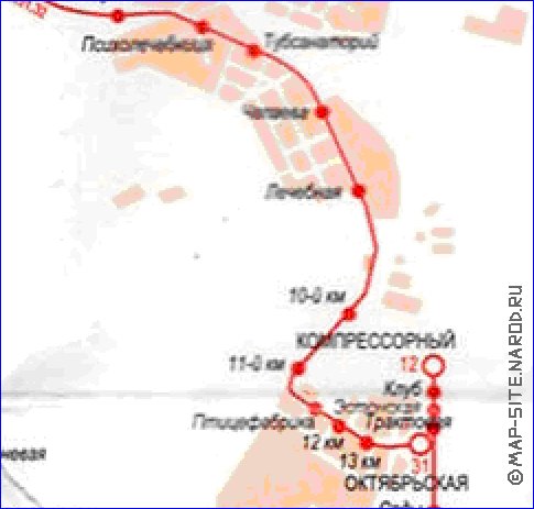 Transporte mapa de Ecaterimburgo